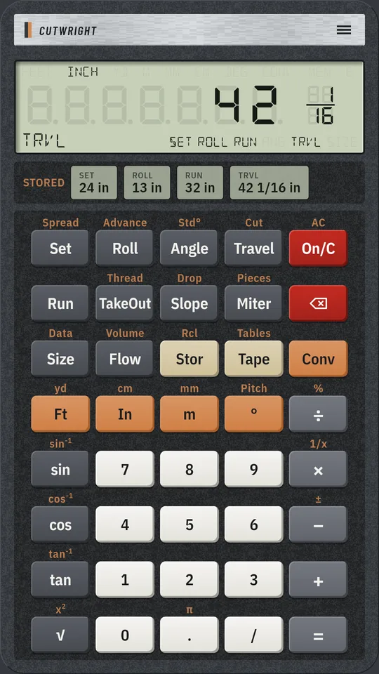 Cutwright on an Android phone: Rolling offset