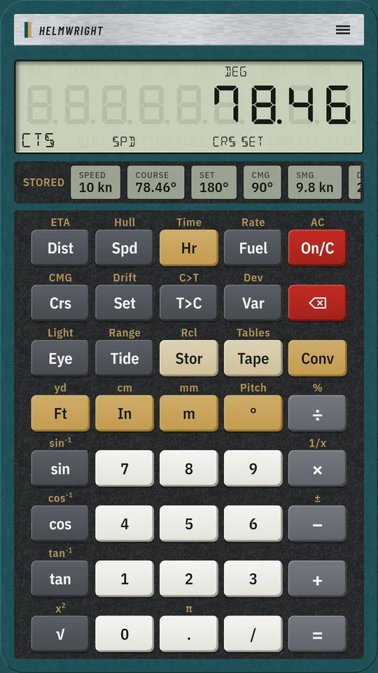 Helmwright on an Android phone: Course to steer